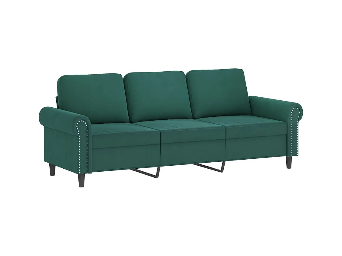 Canapé à 3 places avec repose-pieds Vert foncé 180 cm Velours