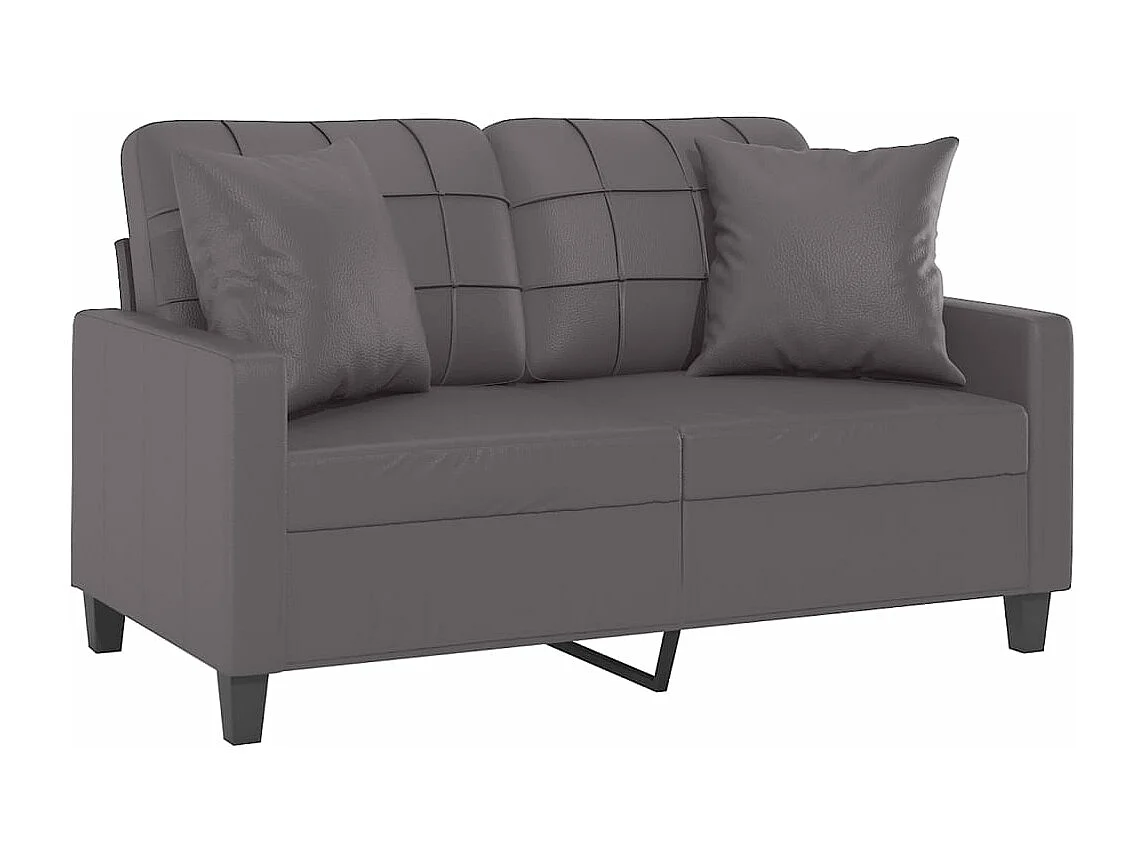 Sofá de 2 plazas con cojines cuero sintético gris 120 cm