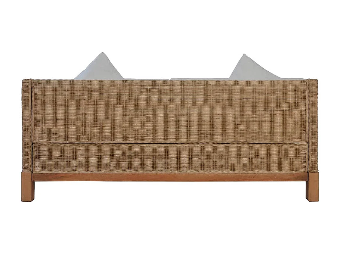 Canapé à 3 places avec coussins Rotin naturel