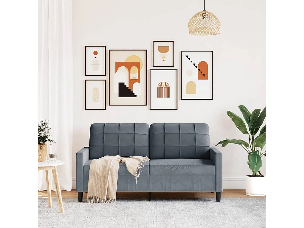 Canapé à 2 places Gris foncé 140 cm Velours