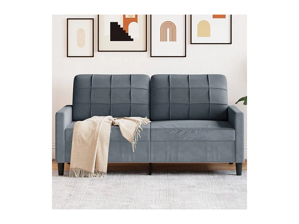 Canapé à 2 places Gris foncé 140 cm Velours