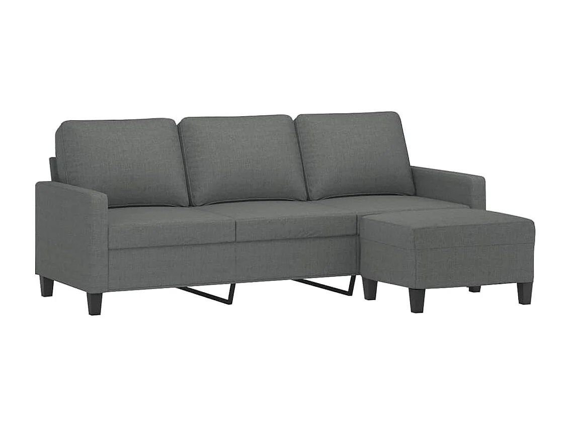 Canapé à 3 places avec repose-pieds Gris foncé 180 cm Tissu