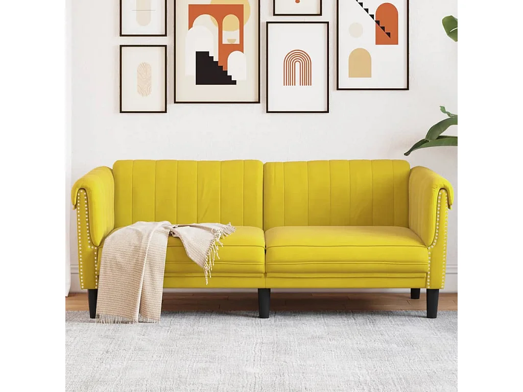 Sofá de 2 lugares veludo amarelo