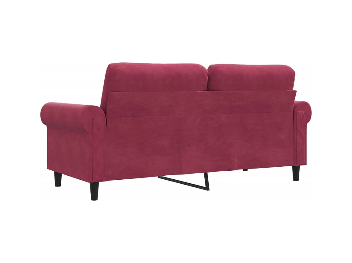Canapé à 2 places Rouge bordeaux 140 cm Velours