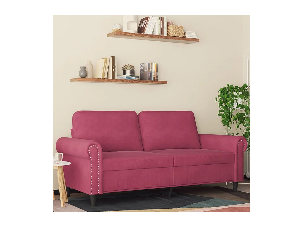 Canapé à 2 places Rouge bordeaux 140 cm Velours
