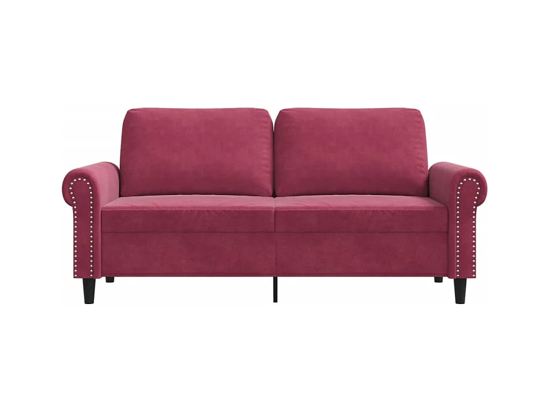 Canapé à 2 places Rouge bordeaux 140 cm Velours