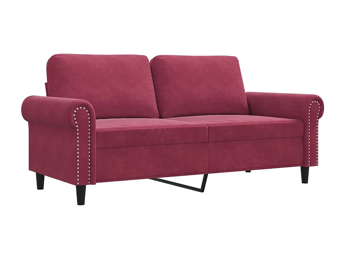 Canapé à 2 places Rouge bordeaux 140 cm Velours