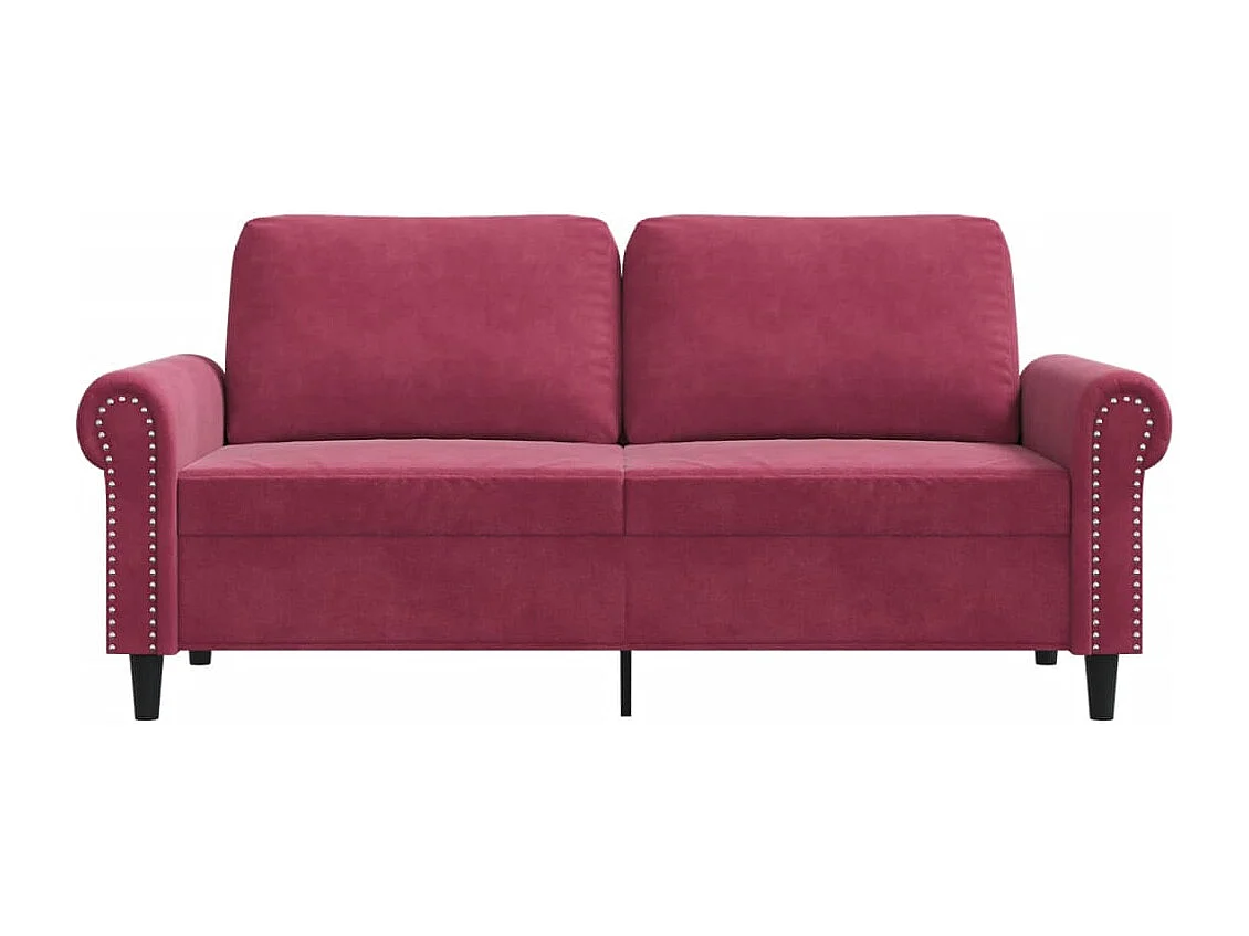 Canapé à 2 places Rouge bordeaux 140 cm Velours