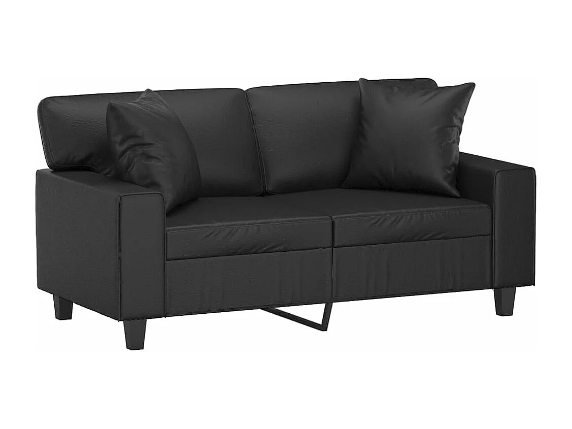 Tweezitsbank met sierkussens 120 cm kunstleer zwart