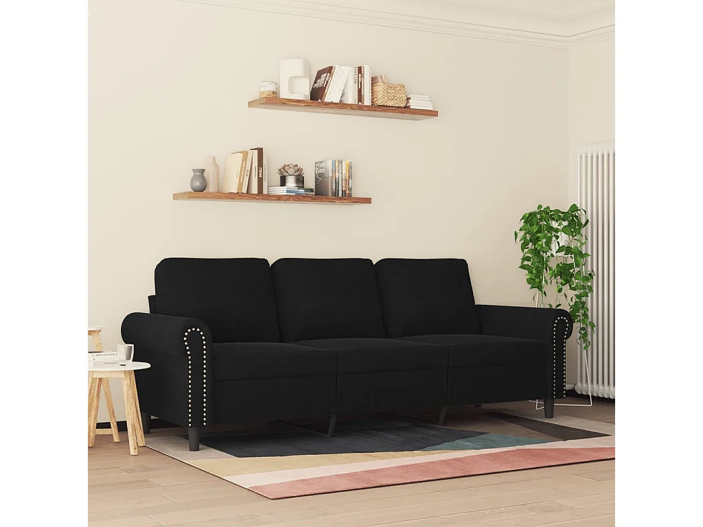 Canapé à 3 places Noir 180 cm Velours