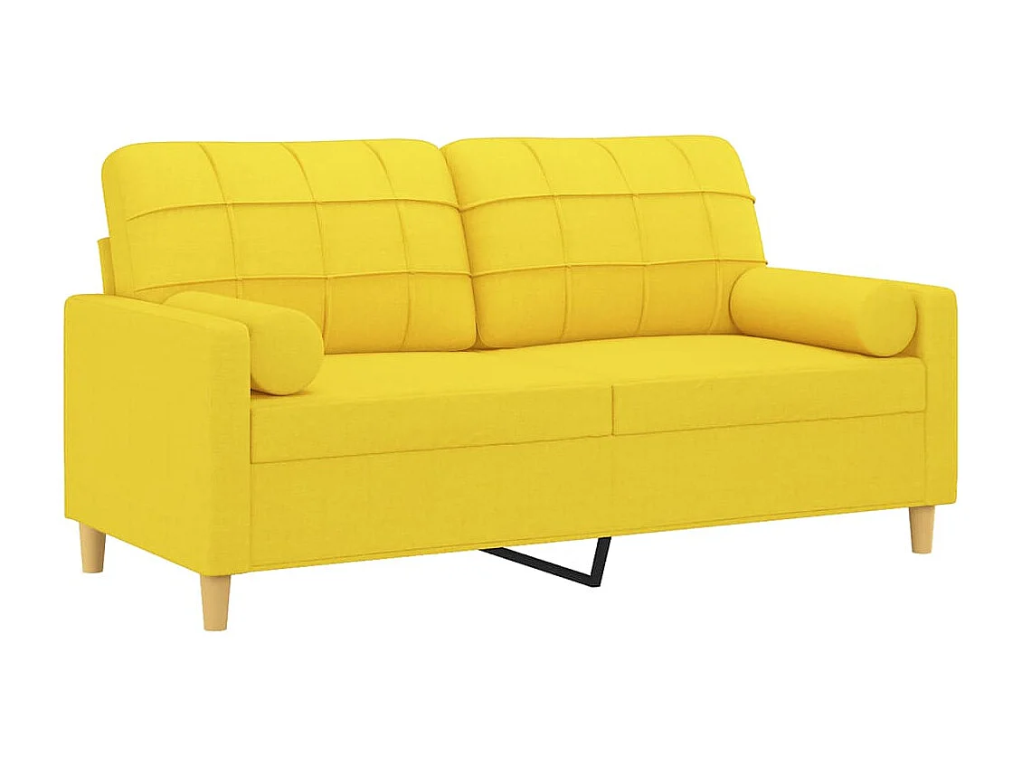 Tweezitsbank met sierkussens 140 cm stof lichtgeel