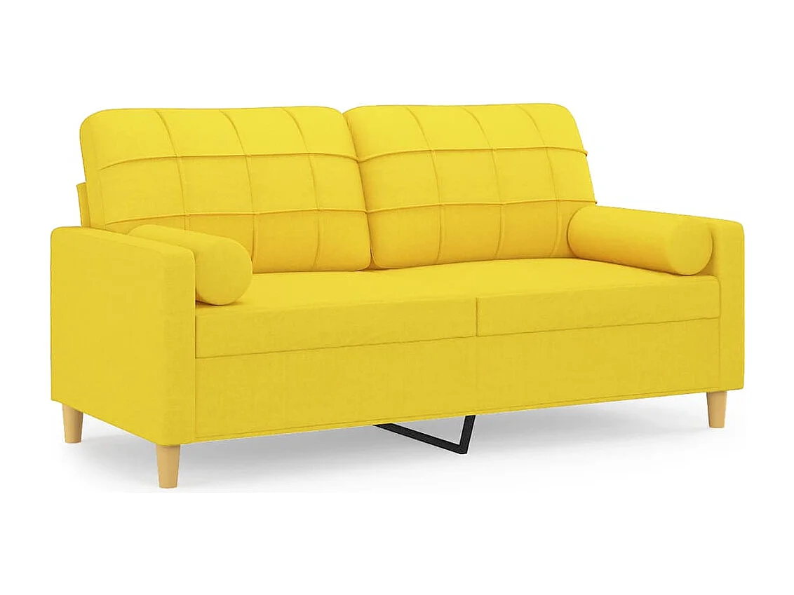 Canapé 2 places avec oreillers jaune clair 140 cm tissu