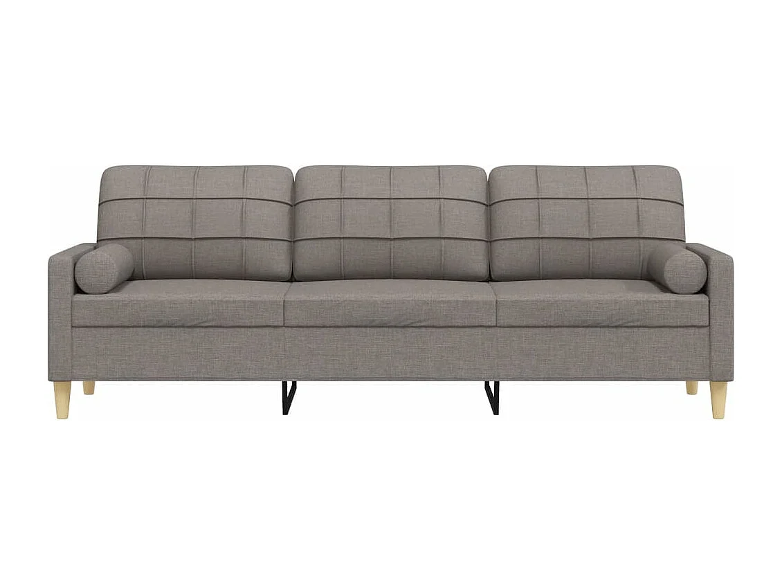 Canapé 3 places avec oreillers décoratifs taupe 210 cm tissu