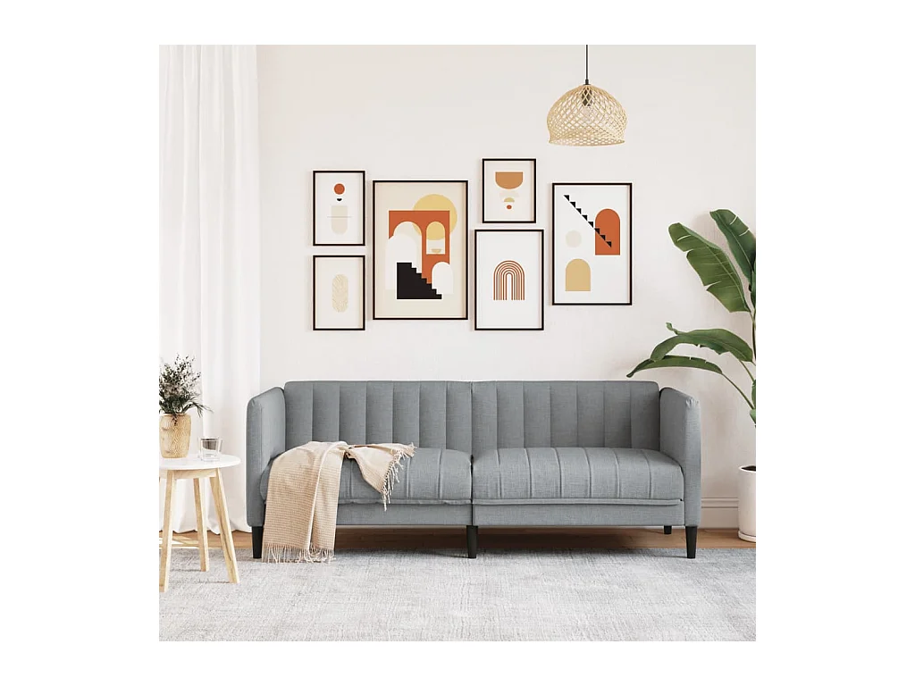 Canapé à 2 places gris clair tissu