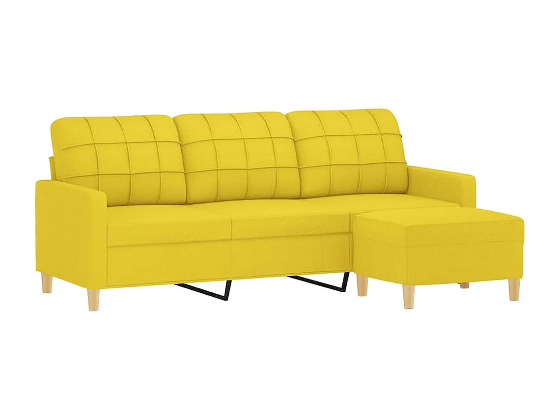 Canapé à 3 places avec repose-pieds Jaune clair 180 cm Tissu