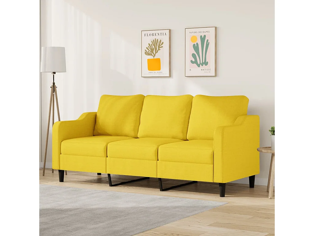 Canapé à 3 places Jaune clair 180 cm Tissu