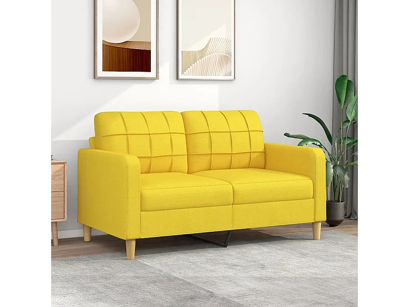 Sofá de 2 lugares 140 cm tecido amarelo-claro