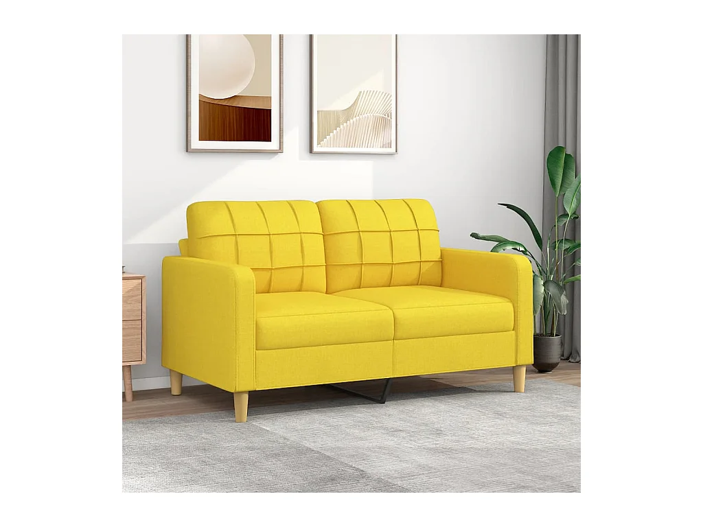 Canapé à 2 places Jaune clair 140 cm Tissu