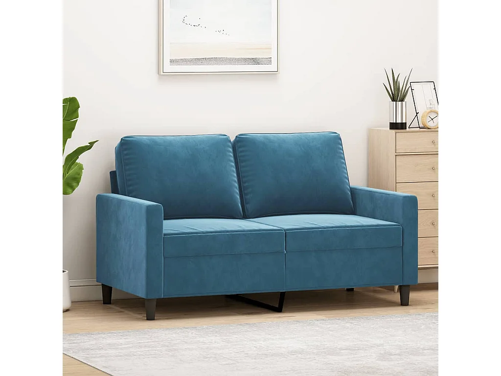 Tweezitsbank 120 cm fluweel blauw