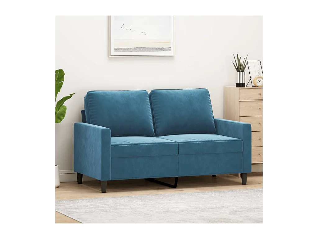Canapé à 2 places Bleu 120 cm Velours