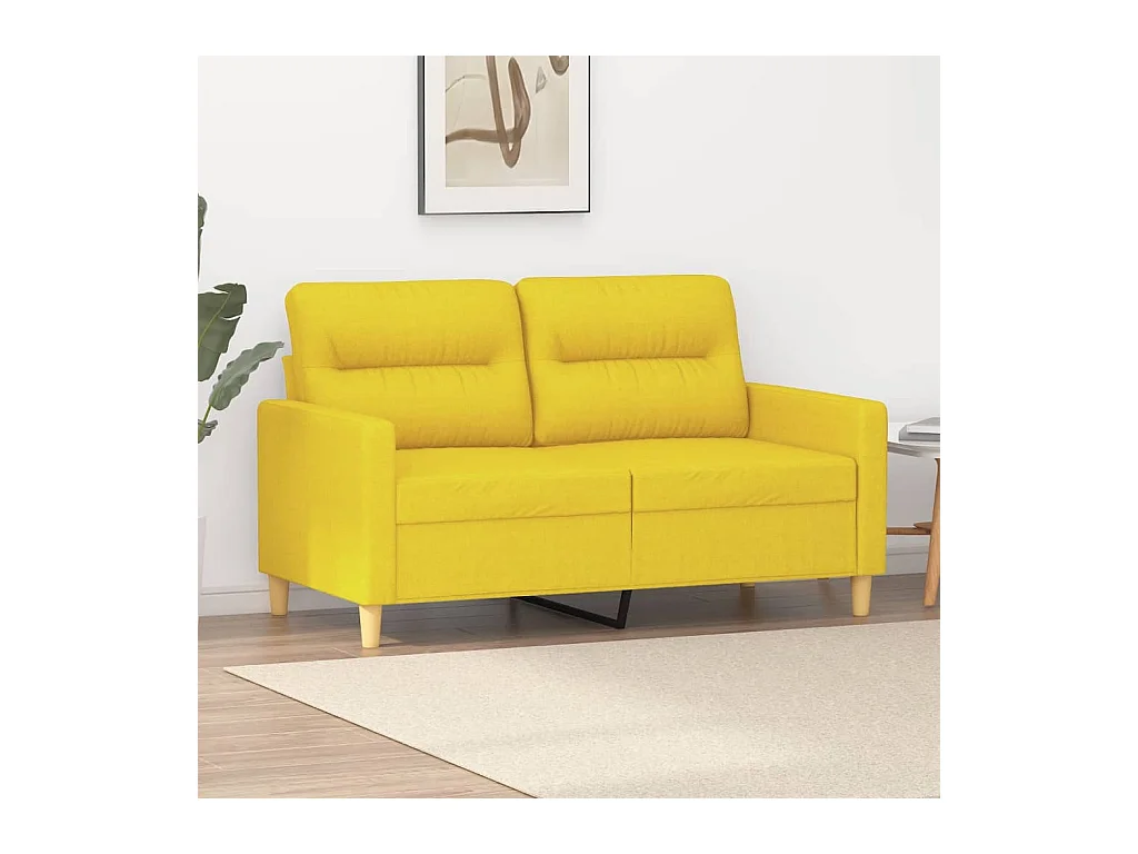 Canapé à 2 places Jaune clair 120 cm Tissu