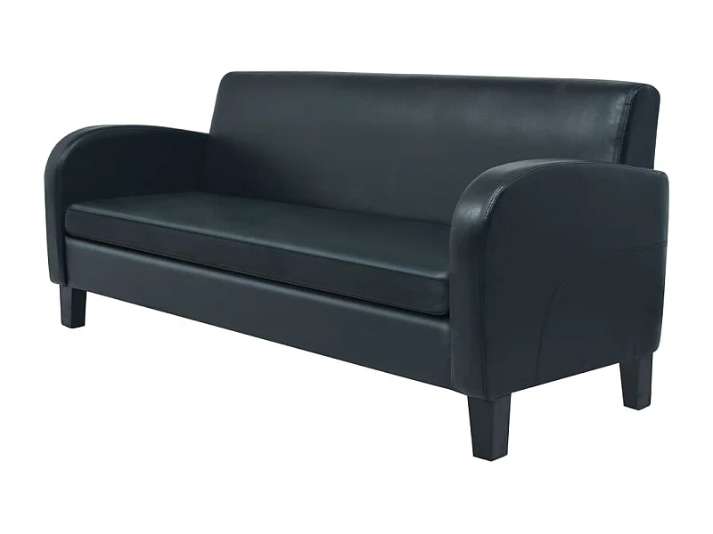 Canapé à 3 places cuir synthétique noir