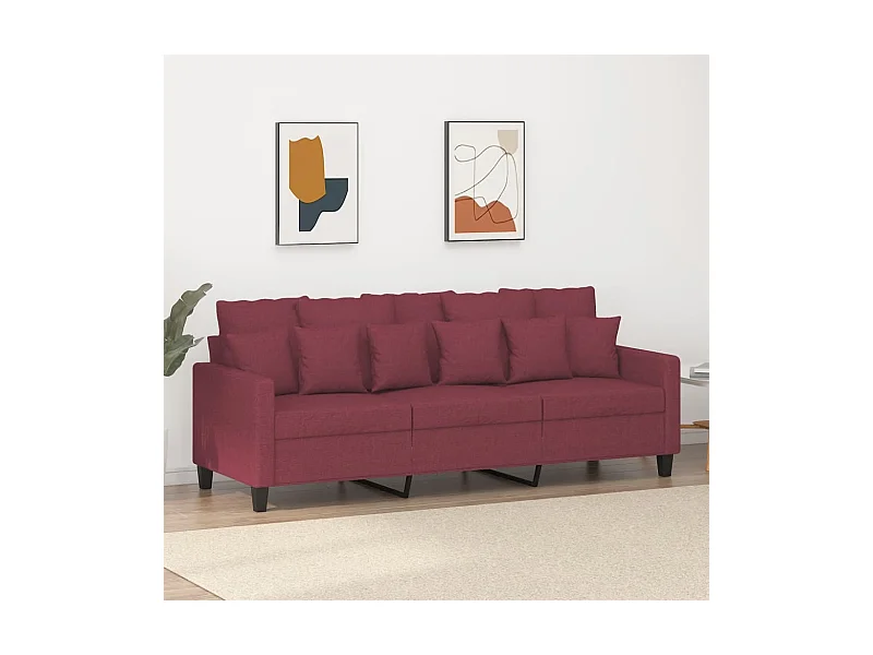Sofá de 3 plazas de tela rojo tinto 180 cm