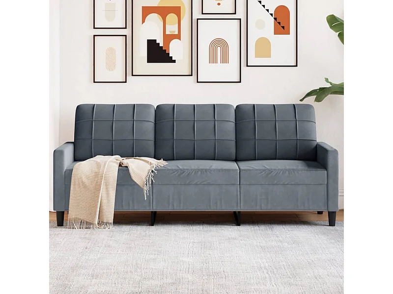 Canapé à 3 places Gris foncé 180 cm Velours