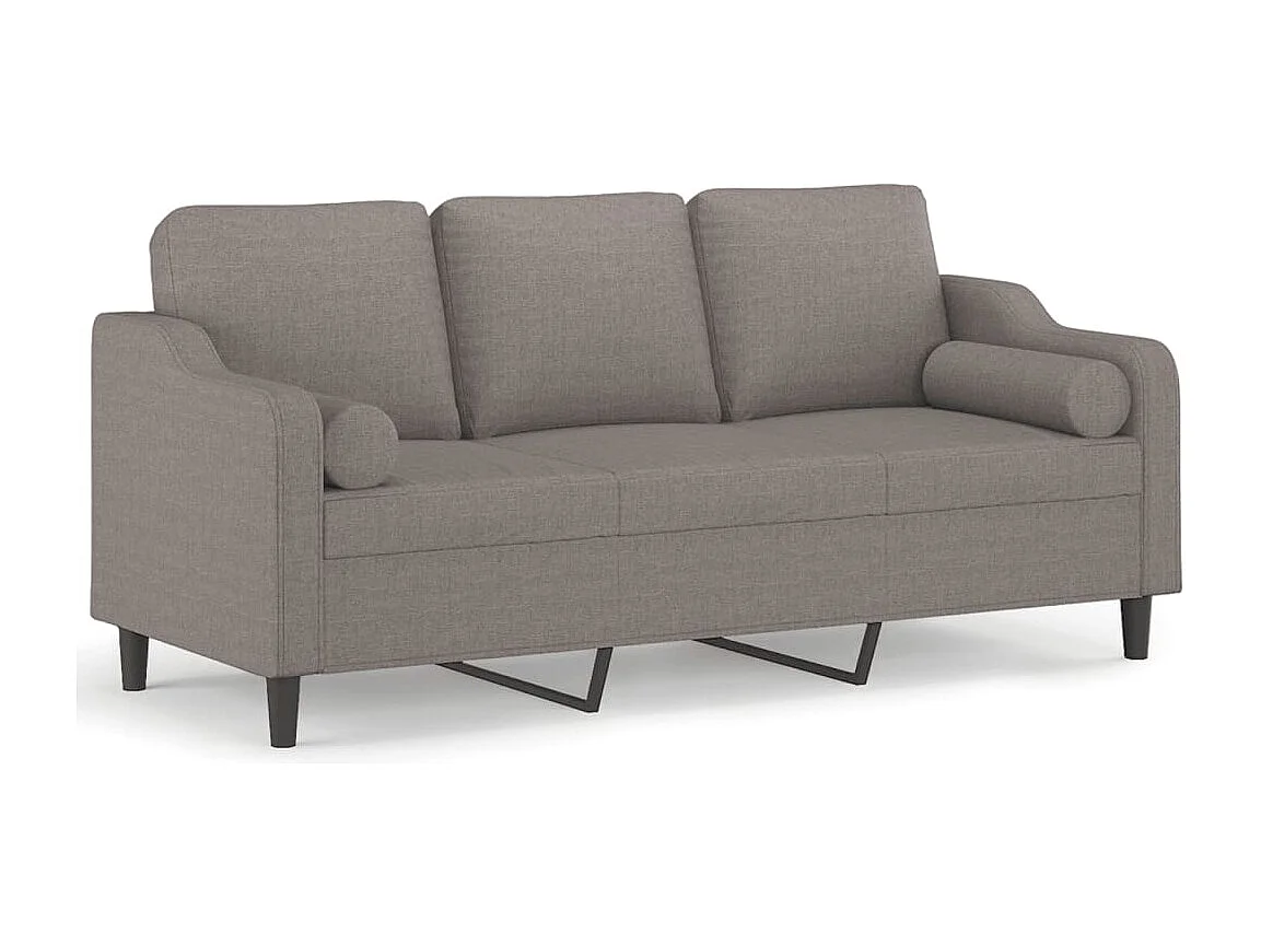Canapé 3 places avec oreillers décoratifs taupe 180 cm tissu