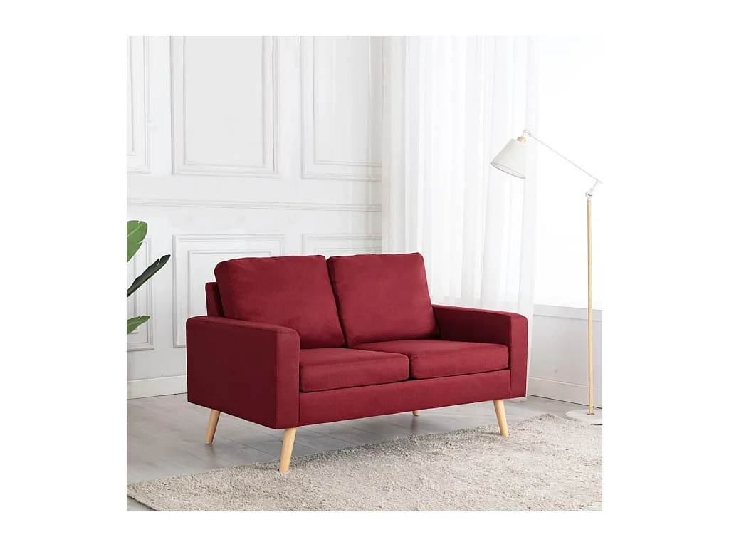 Sofá de 2 lugares tecido vermelho tinto