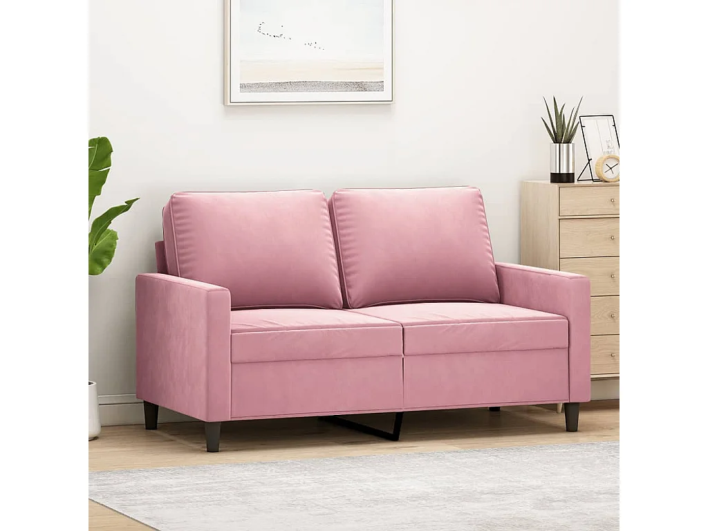 Sofá de 2 lugares veludo 120 cm rosa