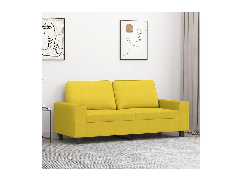 Canapé à 2 places Jaune clair 140 cm Tissu