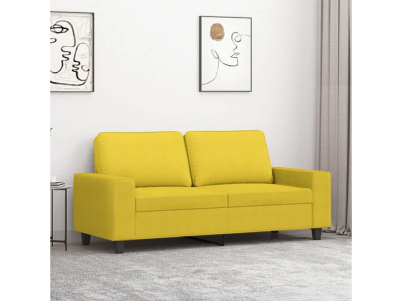 Canapé à 2 places Jaune clair 140 cm Tissu