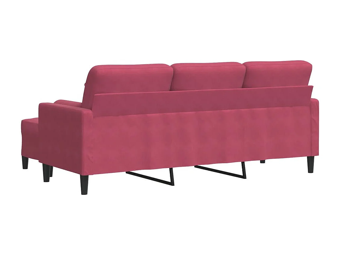 Canapé à 3 places et repose-pieds Rouge bordeaux 180 cm Velours