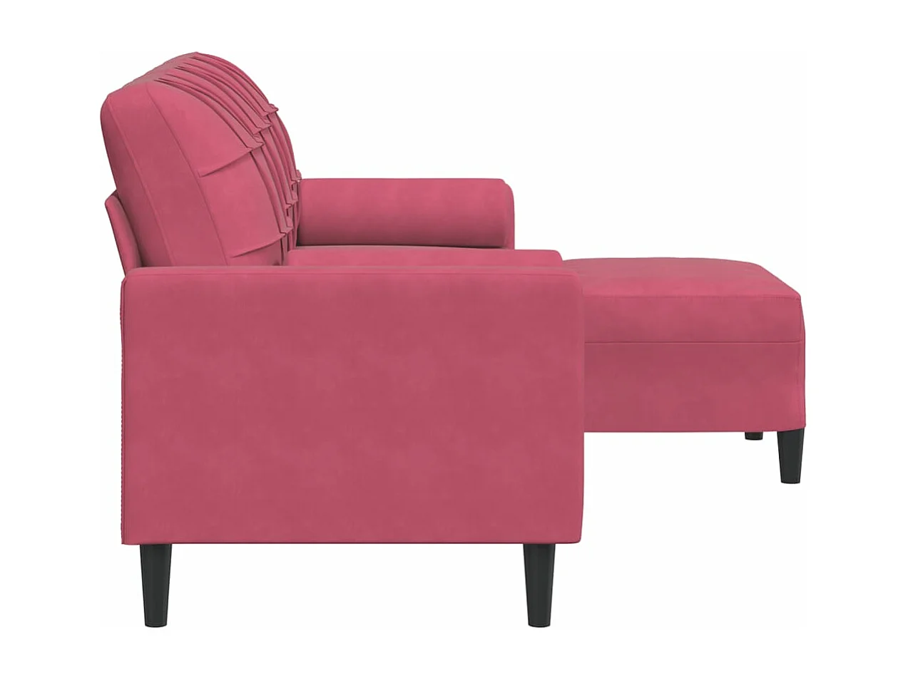 Sofá de 3 lugares com apoio de pés 180 cm veludo vermelho tinto