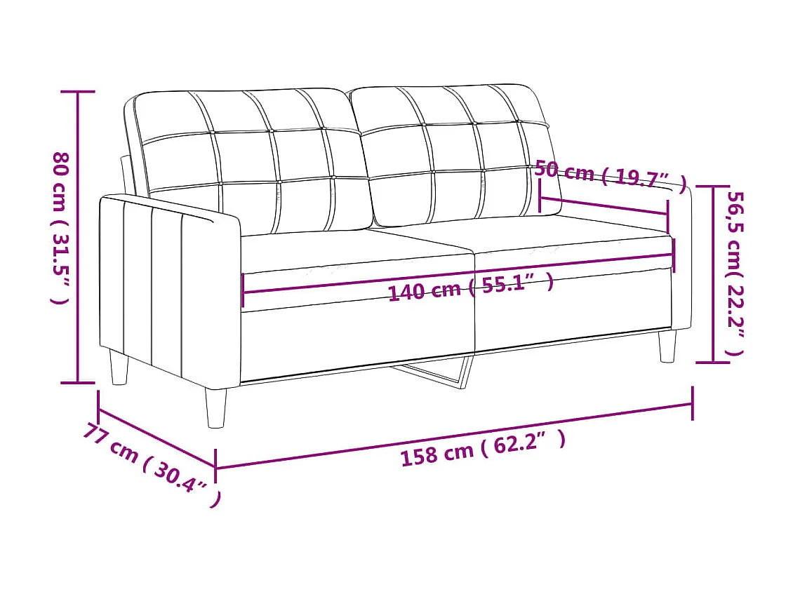 Tweezitsbank 140 cm stof crèmekleurig