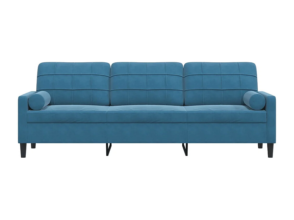 3-zitsbank met sierkussens 210 cm fluweel blauw