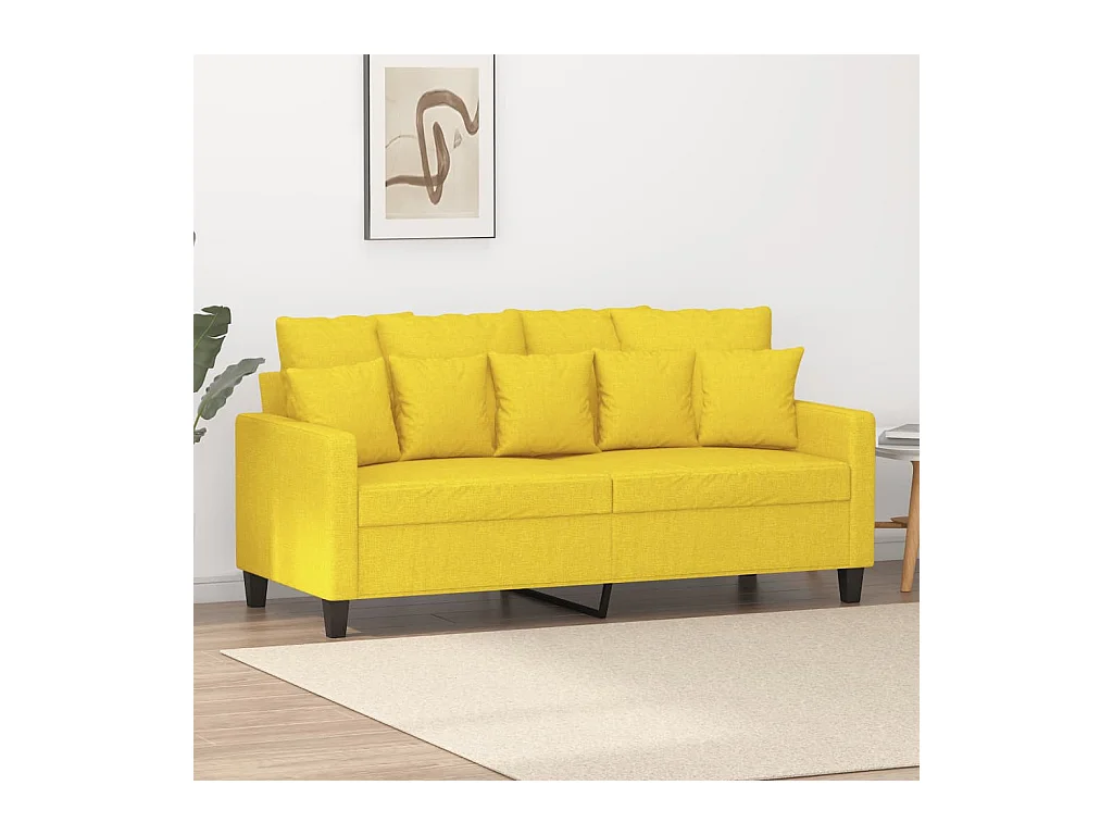 Canapé à 2 places Jaune clair 140 cm Tissu