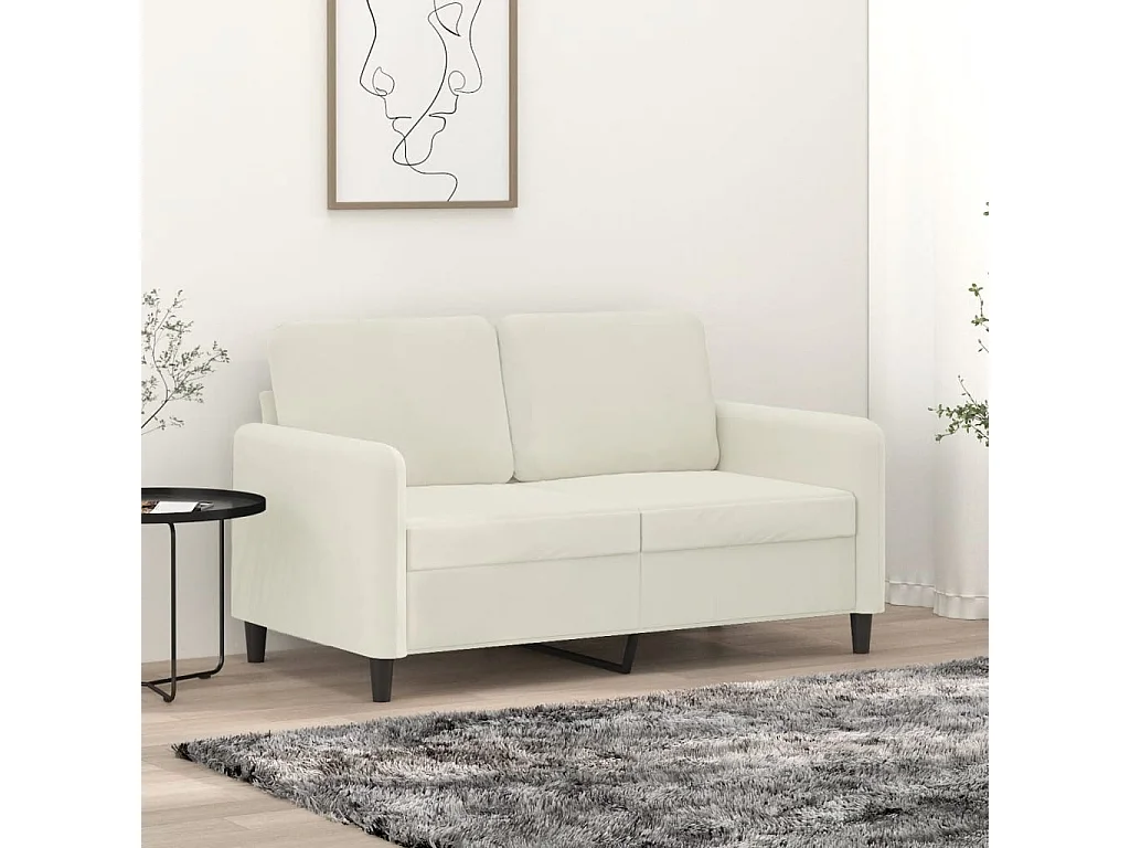 Sofá de 2 plazas terciopelo color crema 120 cm