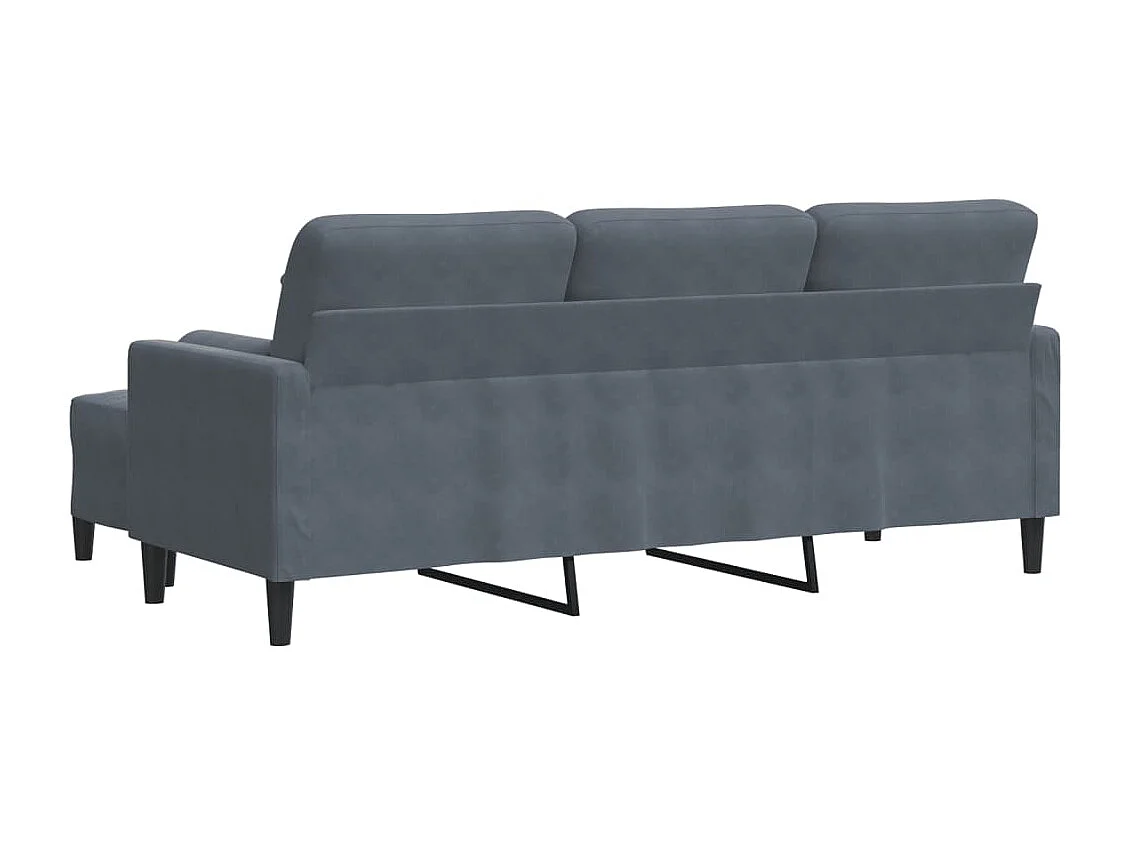 Sofá de 3 plazas con taburete de terciopelo gris oscuro 180 cm