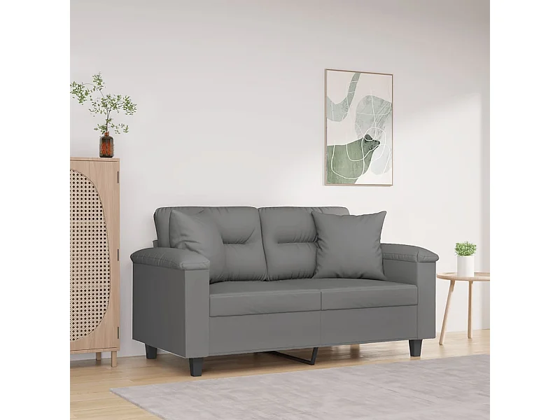 Sofá 2 lugares c/ almofadas 120 cm microfibra cinzento-escuro