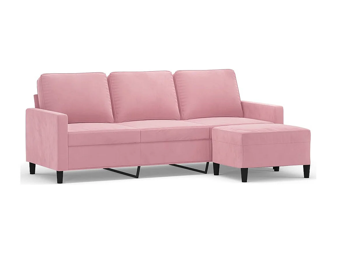 Sofá de 3 plazas con taburete de terciopelo rosa180 cm