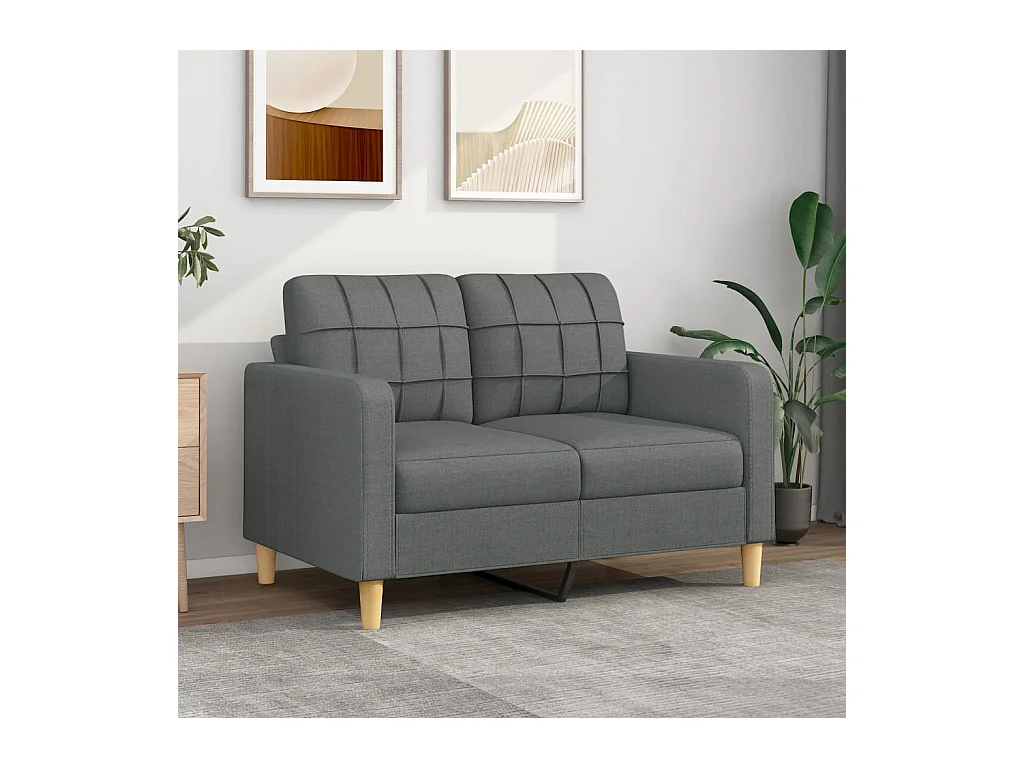 Canapé à 2 places Gris foncé 120 cm Tissu