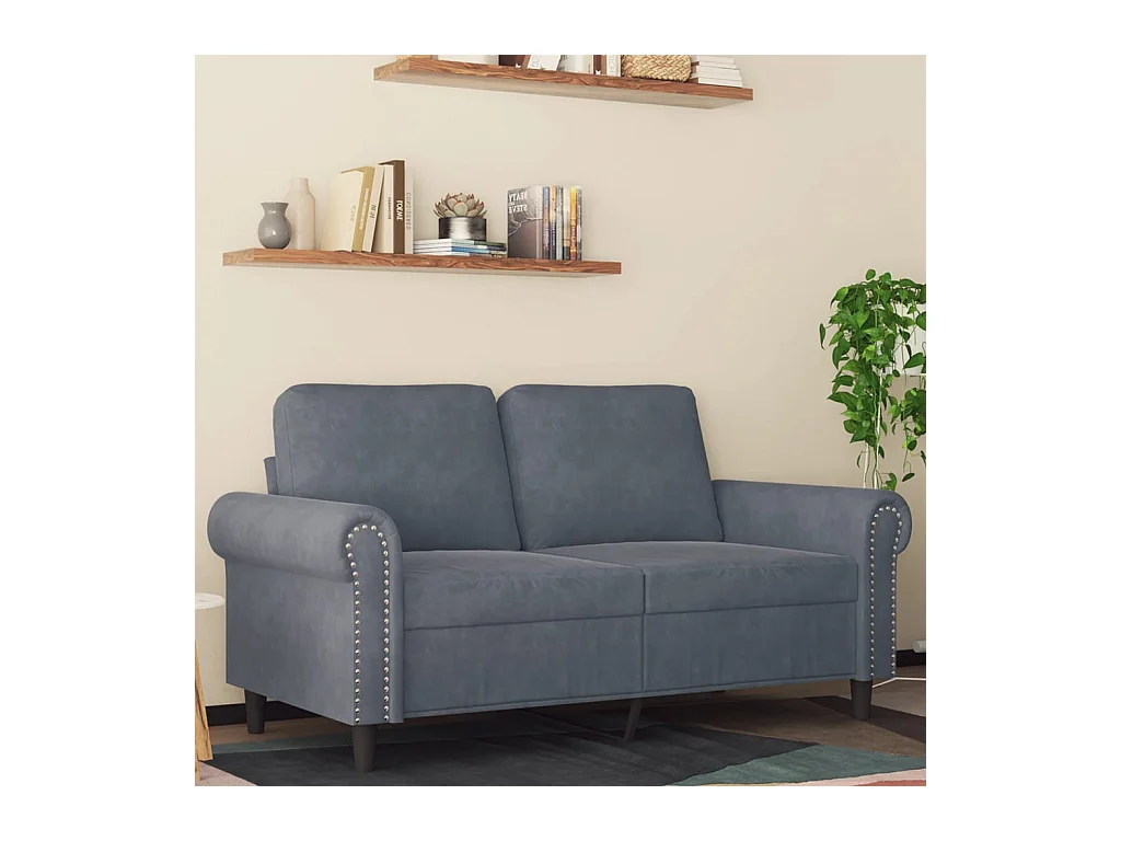 Canapé à 2 places Gris foncé 120 cm Velours
