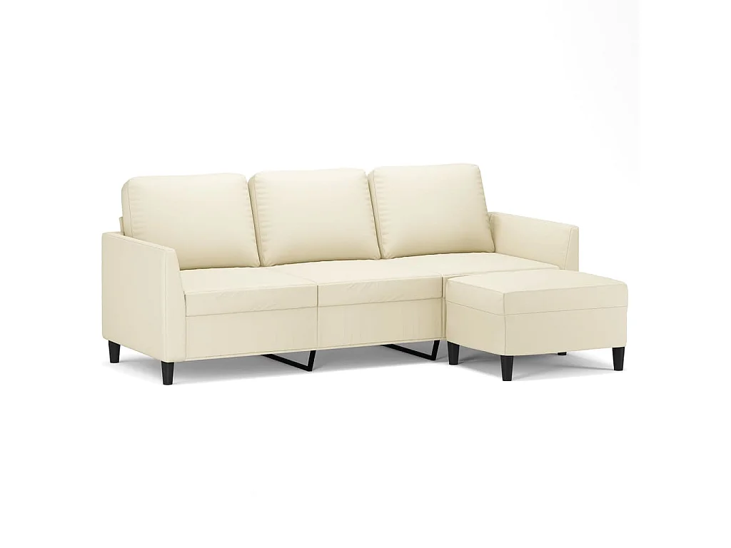 Canapé à 3 places avec repose-pieds Crème 180 cm Similicuir