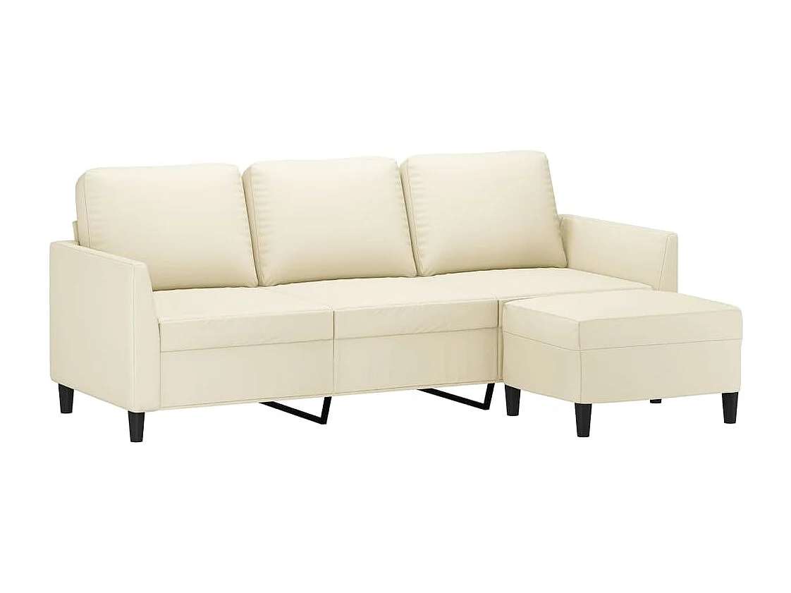 Canapé à 3 places avec repose-pieds Crème 180 cm Similicuir