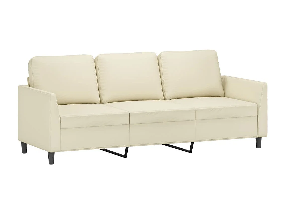 Canapé à 3 places avec repose-pieds Crème 180 cm Similicuir