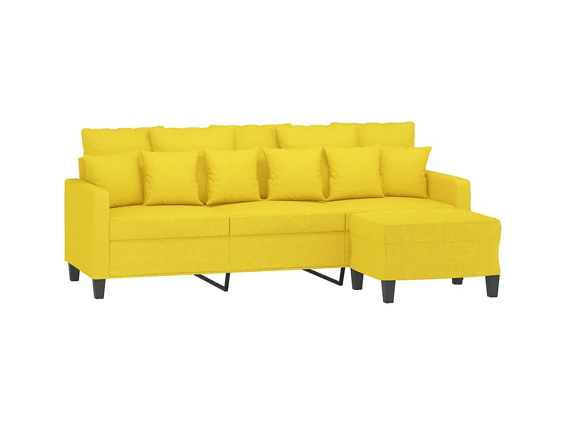 Canapé à 3 places avec repose-pieds Jaune clair 180 cm Tissu