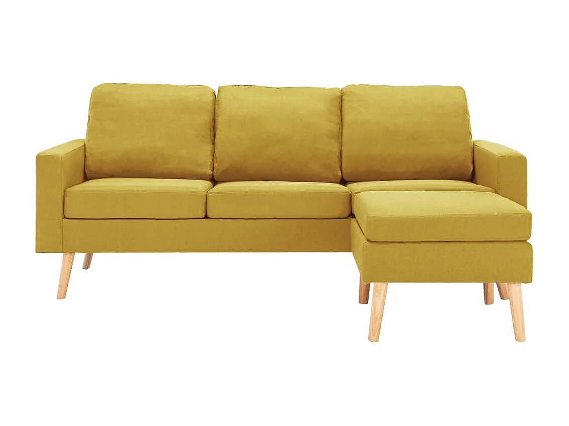 Canapé à 3 places avec repose-pied Jaune Tissu