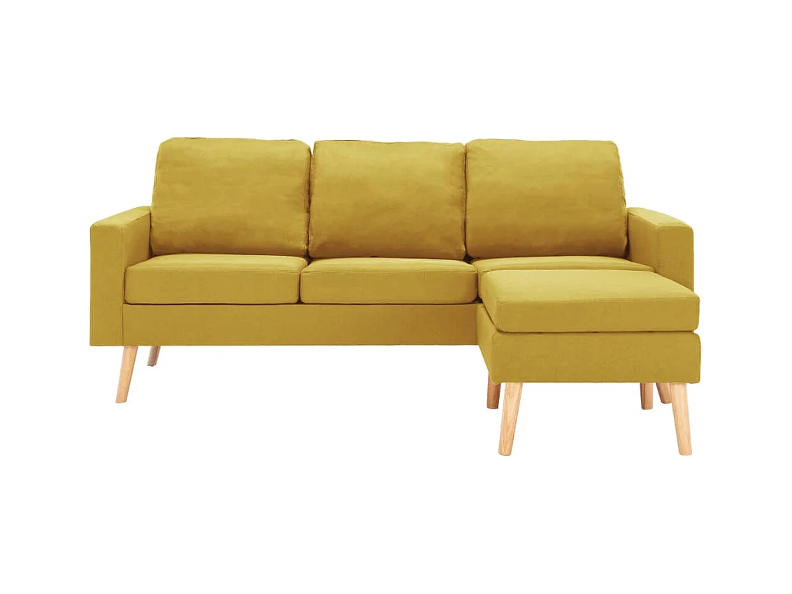 Canapé à 3 places avec repose-pied Jaune Tissu